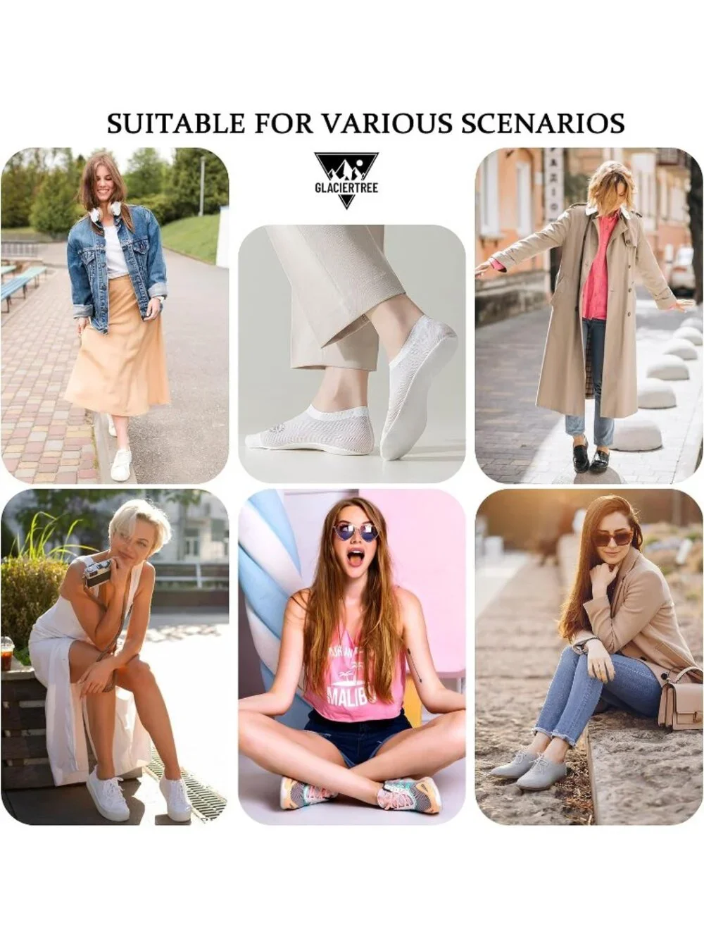🧦Women's Black Nude 6 Pairs No Show Socks Slip Liner Breathable Invisible Socks